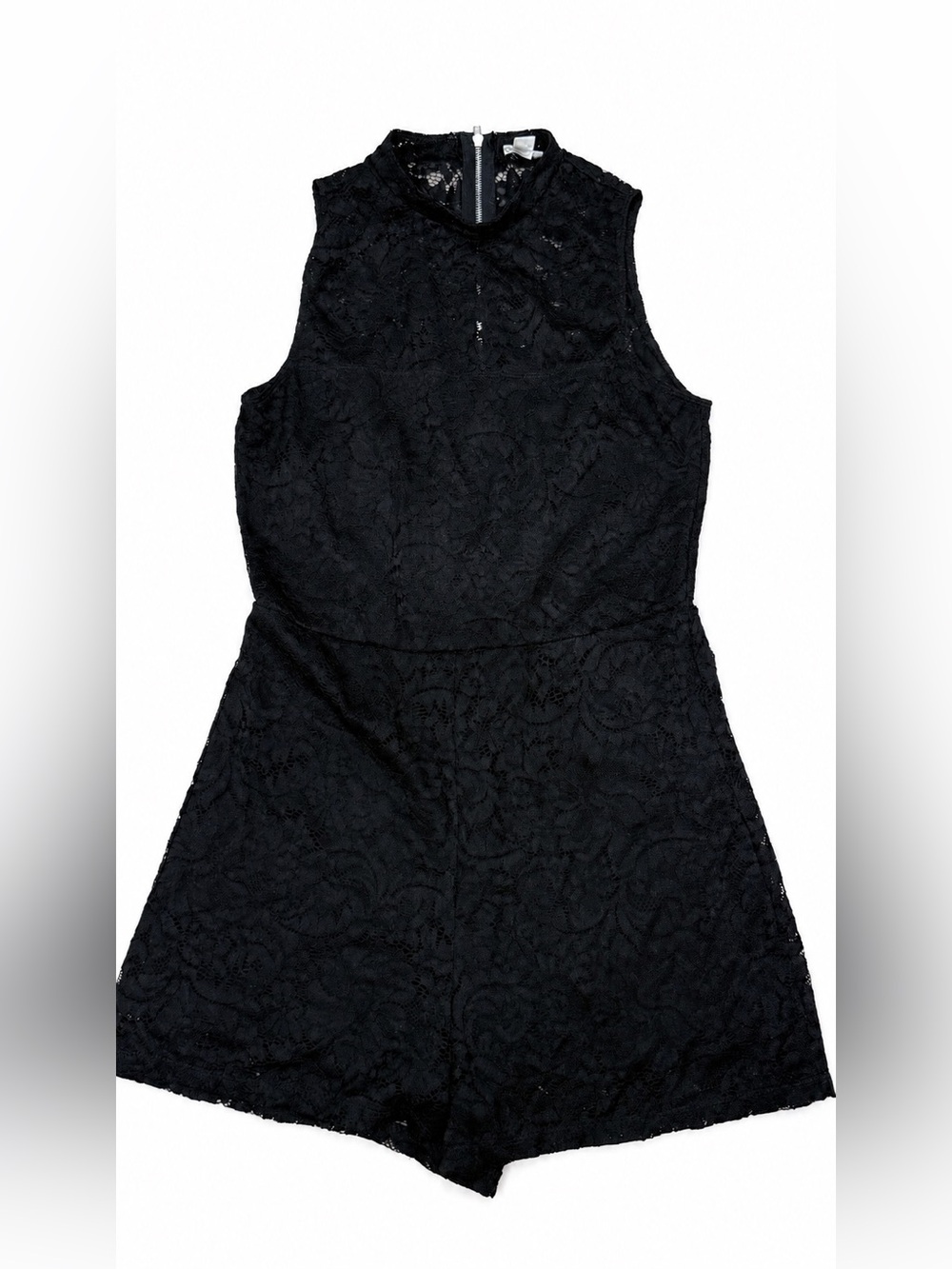 Garage Black Lace High-Neck Halter Romper Size Medium